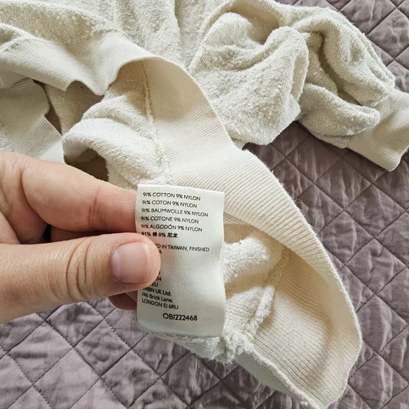 Free People Found My Friend Cotton Textured Cream Pullover Sweater Sz M - Picture 8 of 9